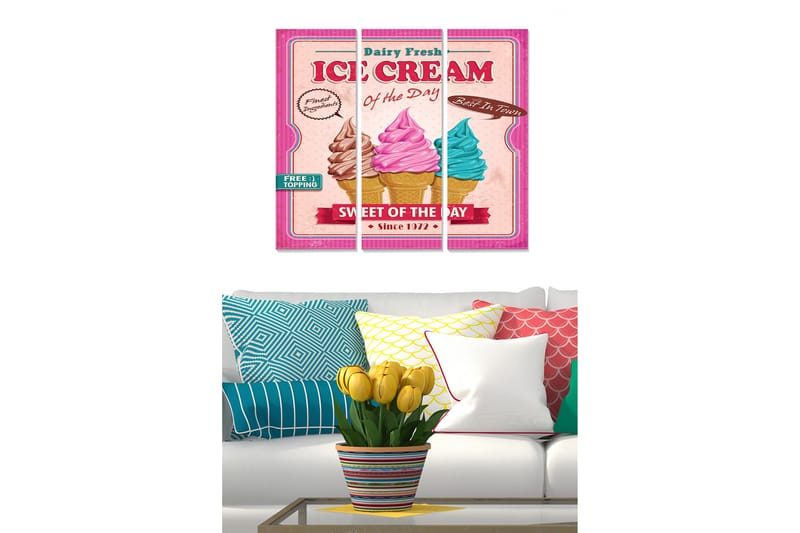 Tavla Advertisement 3-pack Flerfärgad - 20x50 cm - Canvastavlor