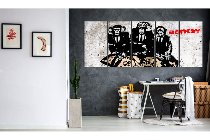 Tavla Banksy Three Monkeys 200x80 - Artgeist sp. z o. o. - Canvastavlor