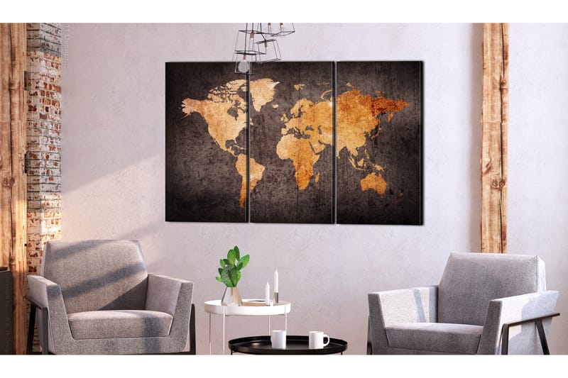 Tavla Chestnut World Map 120x80 - Artgeist sp. z o. o. - Inredning - Tavlor & konst - Canvastavlor