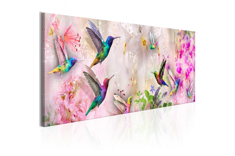 Tavla Colourful Hummingbirds (1 Part) Narrow 135x45 - Artgeist sp. z o. o. - Canvastavlor
