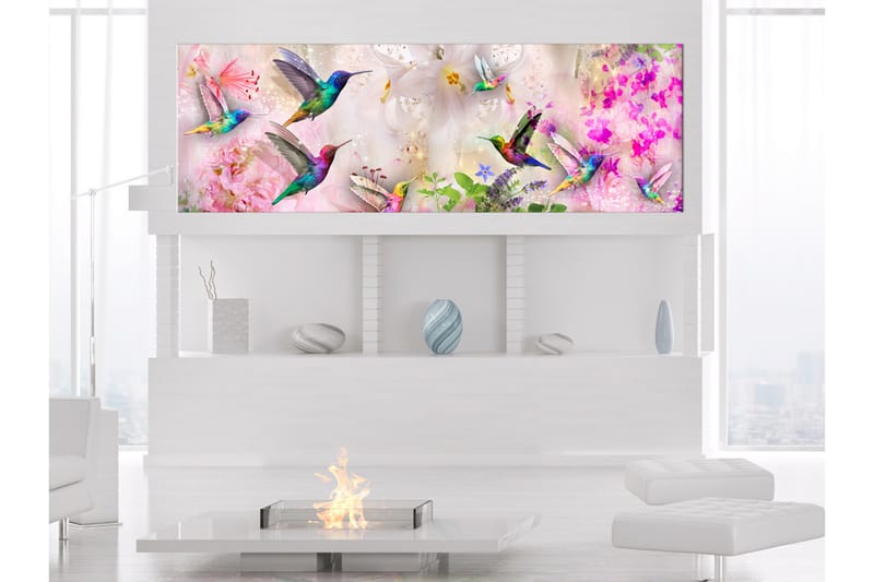 Tavla Colourful Hummingbirds (1 Part) Narrow 120x40 - Artgeist sp. z o. o. - Inredning - Tavlor & konst - Canvastavlor