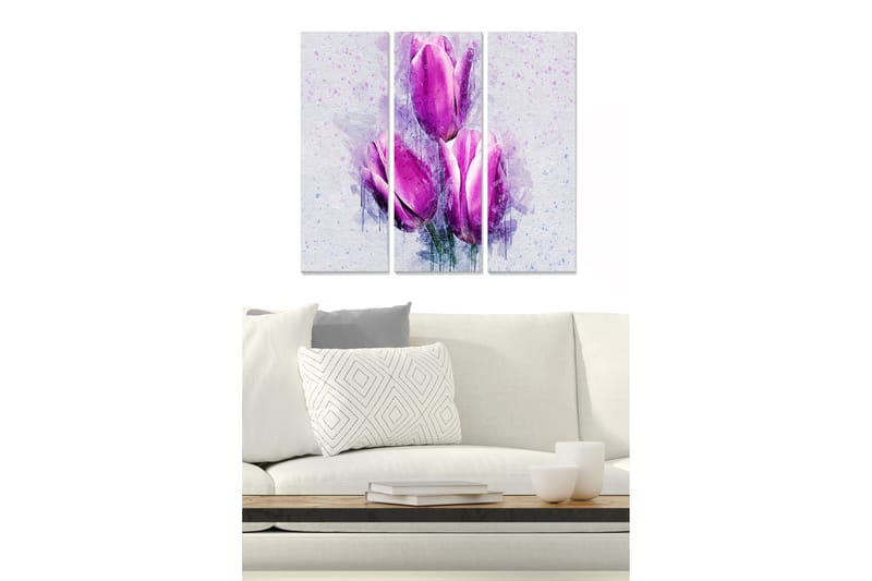 Tavla Floral 3-pack Flerfärgad - 20x50 cm - Canvastavlor