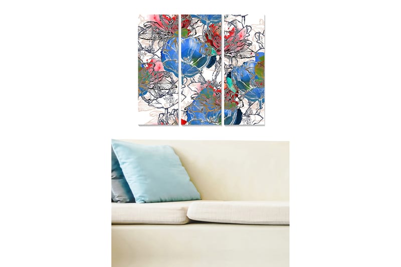 Tavla Floral 3-pack Flerfärgad - 20x50 cm - Canvastavlor