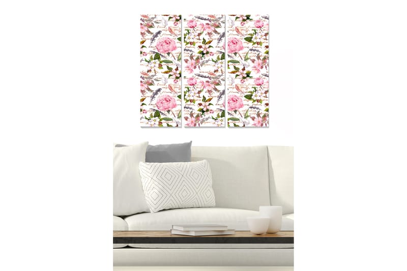 Tavla Floral 3-pack Flerfärgad - 20x50 cm - Canvastavlor