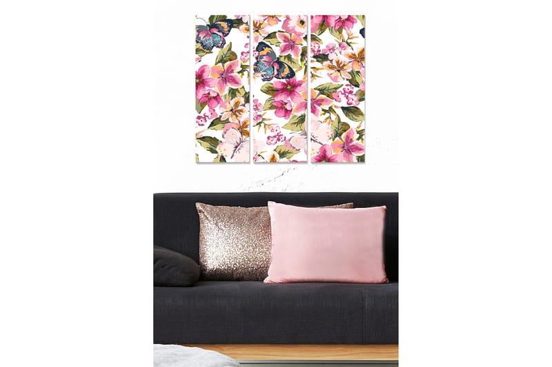 Tavla Floral 3-pack Flerfärgad - 20x50 cm - Canvastavlor