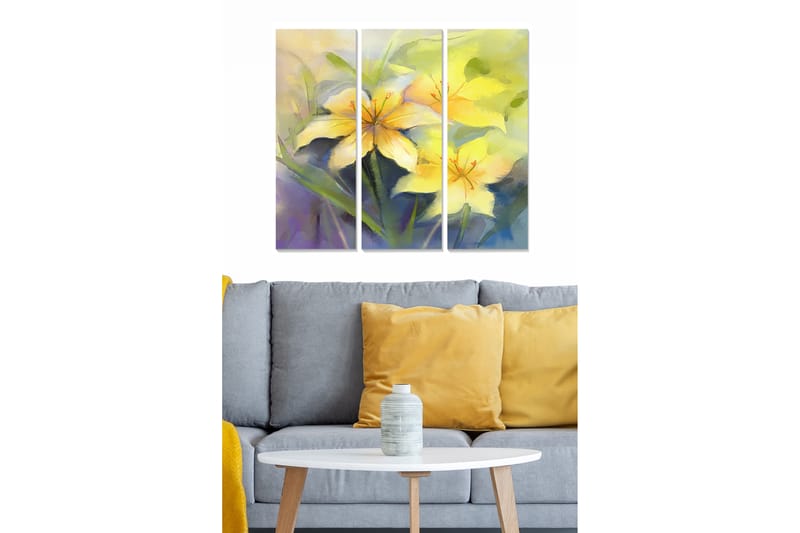 Tavla Floral 3-pack Flerfärgad - 20x50 cm - Canvastavlor