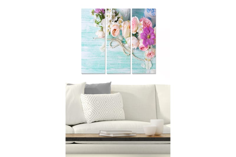 Tavla Floral 3-pack Flerfärgad - 20x50 cm - Canvastavlor