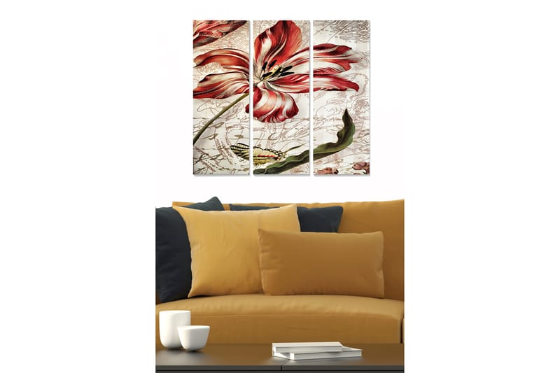 Tavla Floral 3-pack Flerfärgad - 20x50 cm - Canvastavlor