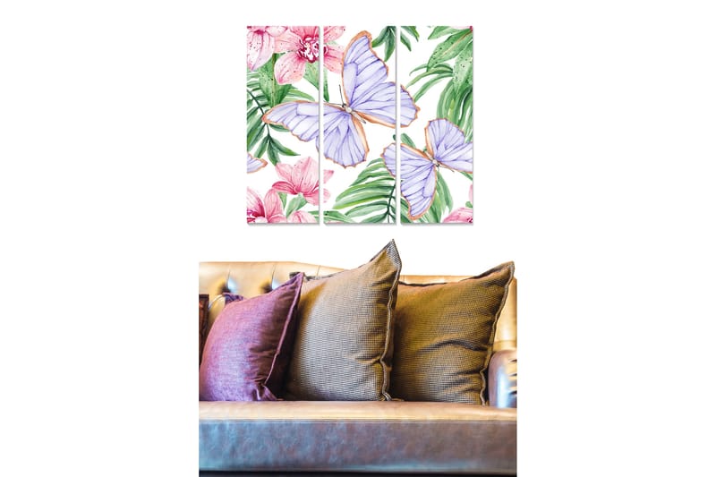 Tavla Floral 3-pack Flerfärgad - 20x50 cm - Inredning - Tavlor & konst - Canvastavlor