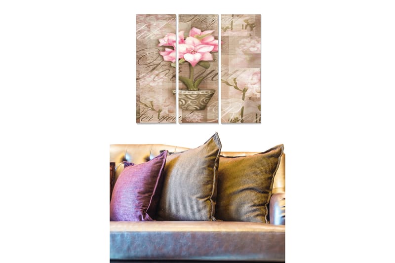 Tavla Floral 3-pack Flerfärgad - 20x50 cm - Canvastavlor