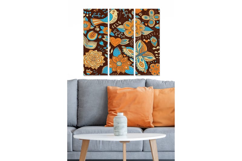 Tavla Floral 3-pack Flerfärgad - 20x50 cm - Canvastavlor