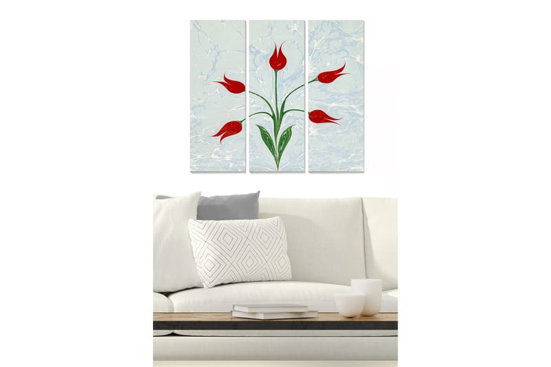 Tavla Floral 3-pack Flerfärgad - 20x50 cm - Inredning - Tavlor & konst - Canvastavlor