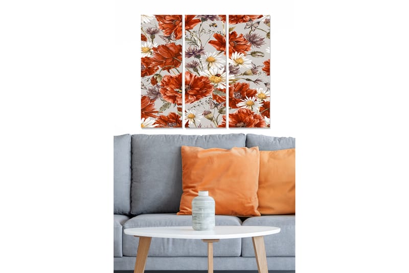 Tavla Floral 3-pack Flerfärgad - 20x50 cm - Inredning - Tavlor & konst - Canvastavlor