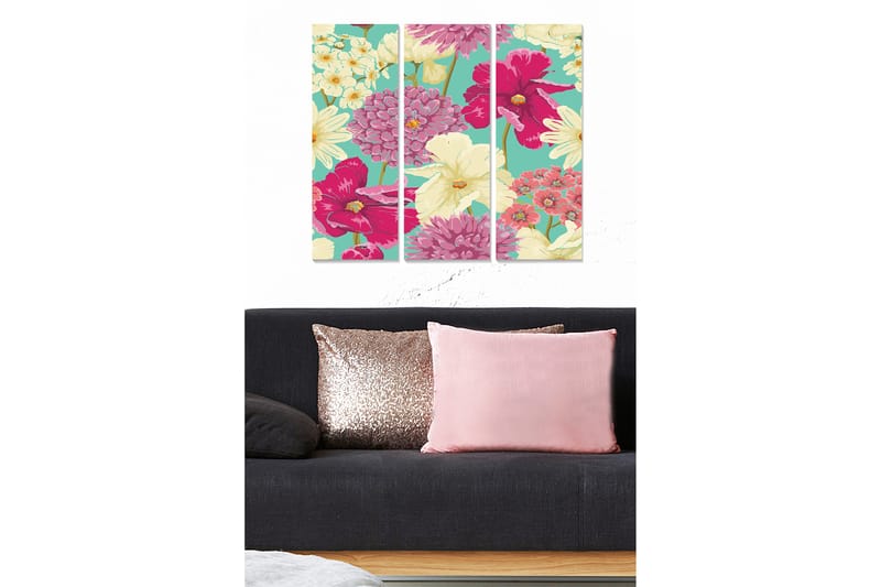 Tavla Floral 3-pack Flerfärgad - 20x50 cm - Inredning - Tavlor & konst - Canvastavlor