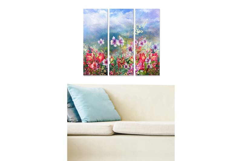 Tavla Floral 3-pack Flerfärgad - 20x50 cm - Inredning - Tavlor & konst - Canvastavlor