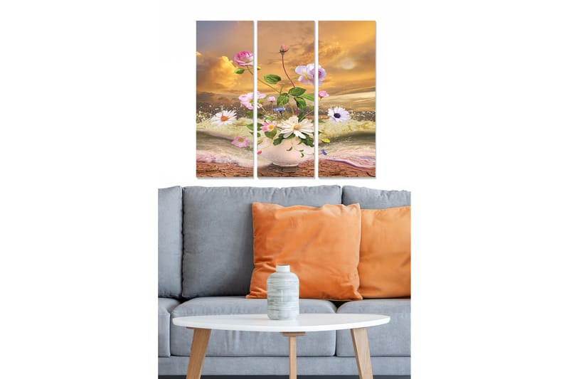 Tavla Floral 3-pack Flerfärgad - 20x50 cm - Inredning - Tavlor & konst - Canvastavlor