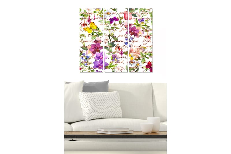 Tavla Floral 3-pack Flerfärgad - 20x50 cm - Inredning - Tavlor & konst - Canvastavlor