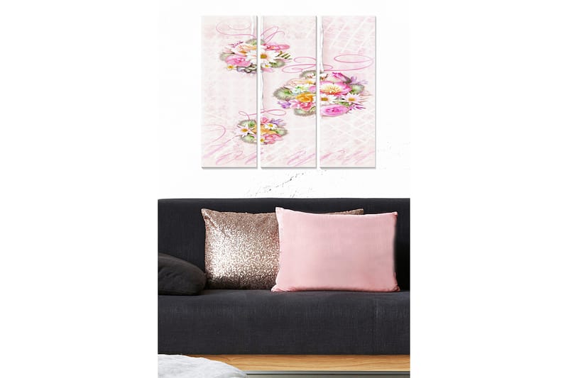 Tavla Floral 3-pack Flerfärgad - 20x50 cm - Inredning - Tavlor & konst - Canvastavlor