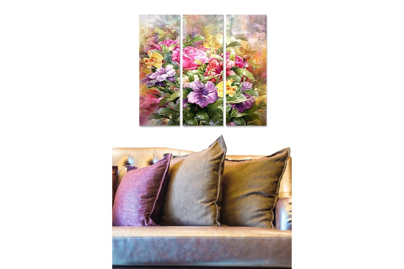 Tavla Floral 3-pack Flerfärgad - 20x50 cm - Inredning - Tavlor & konst - Canvastavlor