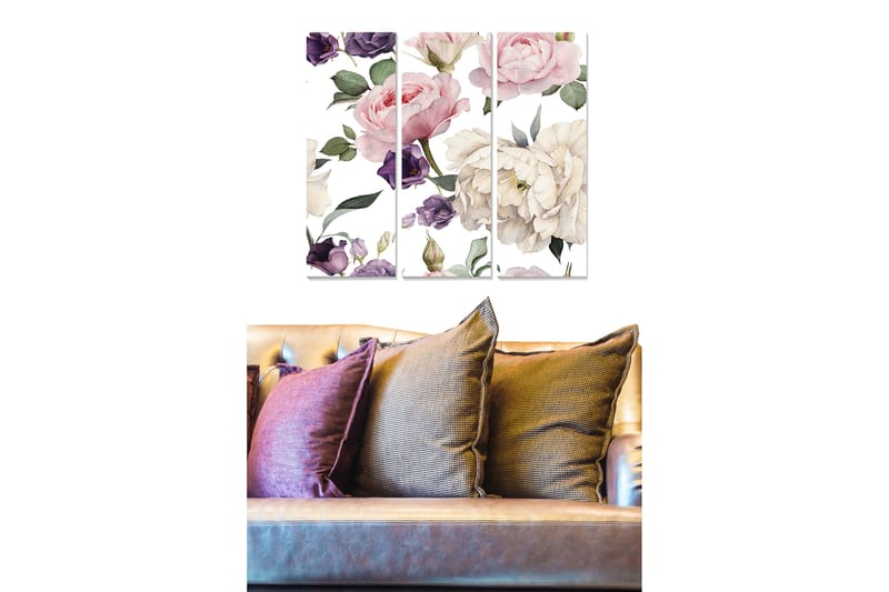 Tavla Floral 3-pack Flerfärgad - 20x50 cm - Inredning - Tavlor & konst - Canvastavlor