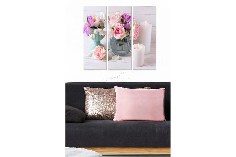 Tavla Floral 3-pack Flerfärgad - 20x50 cm - Inredning - Tavlor & konst - Canvastavlor