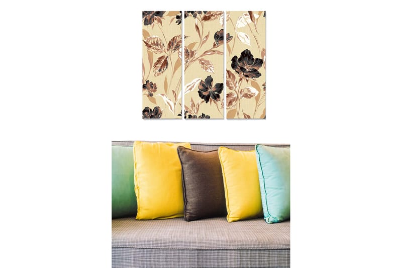 Tavla Floral 3-pack Flerfärgad - 20x50 cm - Canvastavlor