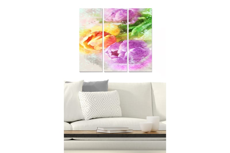 Tavla Floral 3-pack Flerfärgad - 20x50 cm - Canvastavlor