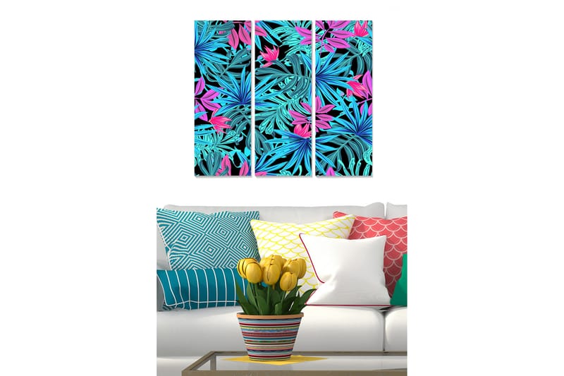 Tavla Floral 3-pack Flerfärgad - 20x50 cm - Canvastavlor