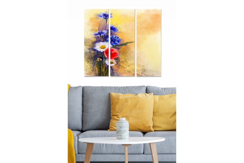 Tavla Floral 3-pack Flerfärgad - 20x50 cm - Canvastavlor