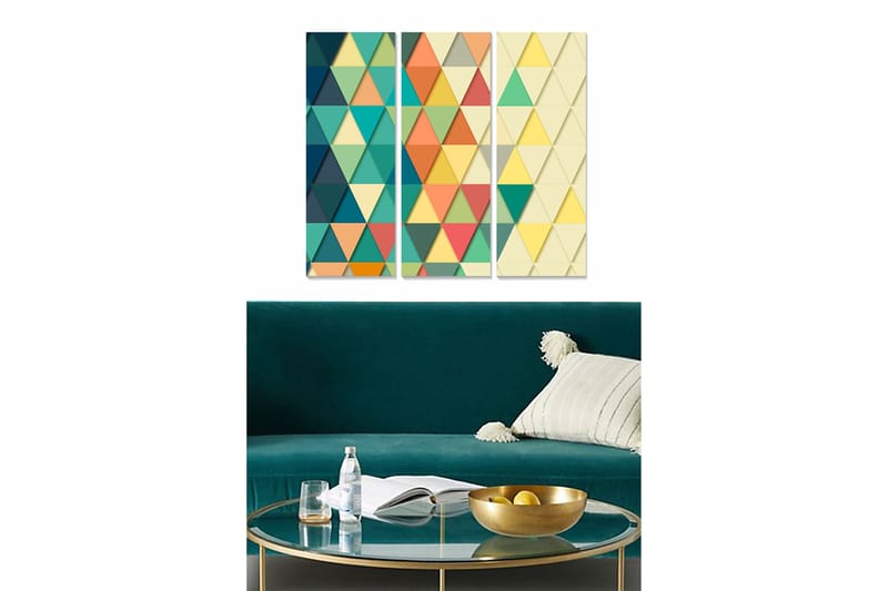 Tavla Geometric 3-pack Flerfärgad - 20x50 cm - Inredning - Tavlor & konst - Canvastavlor