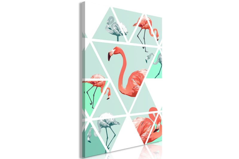 Tavla Geometric Flamingos (1 Part) Vertical 40x60 - Artgeist sp. z o. o. - Canvastavlor