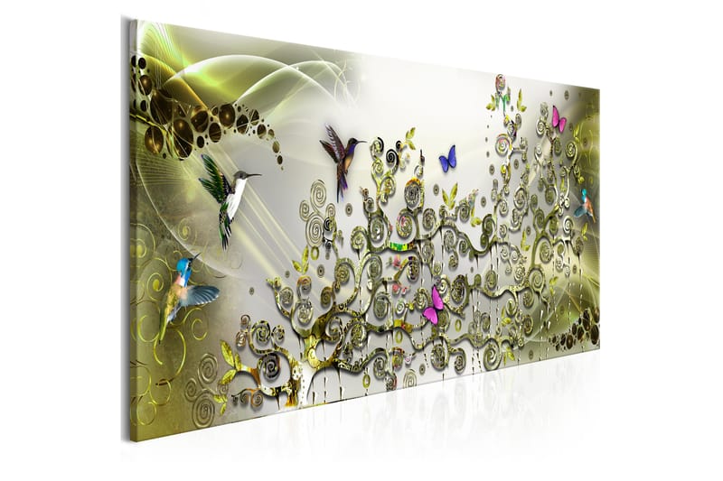 Tavla Hummingbirds Dance (1 Part) Green Narrow 150x50 - Artgeist sp. z o. o. - Canvastavlor