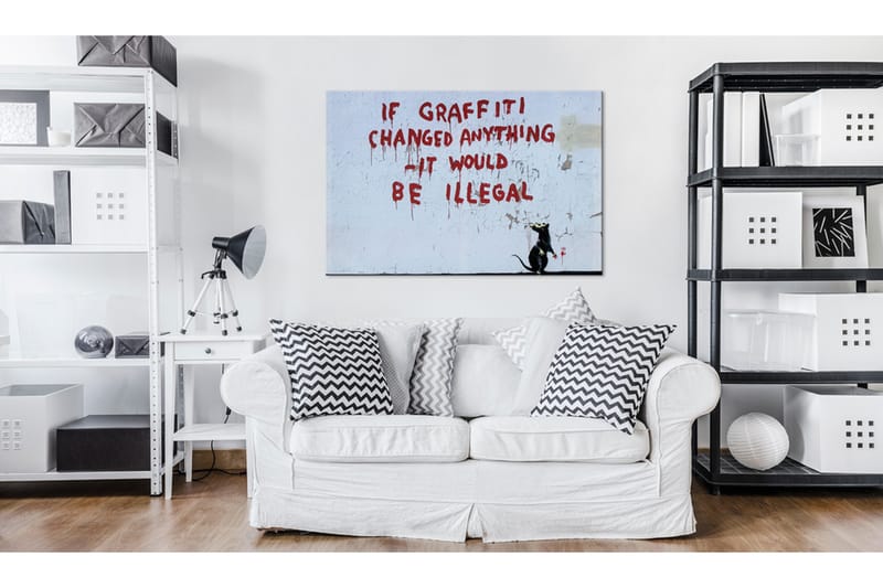 Tavla If Graffiti Changed Anything by Banksy 90x60 - Artgeist sp. z o. o. - Canvastavlor