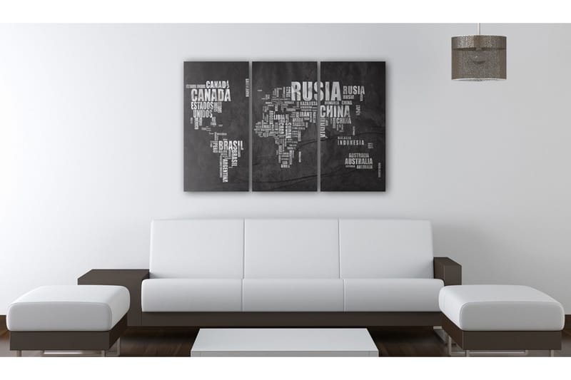 Tavla Karta över världen (spanska språket) Triptych 90x60 - Artgeist sp. z o. o. - Canvastavlor