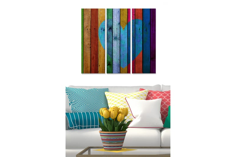 Tavla Love 3-pack Flerfärgad - 20x50 cm - Inredning - Tavlor & konst - Canvastavlor