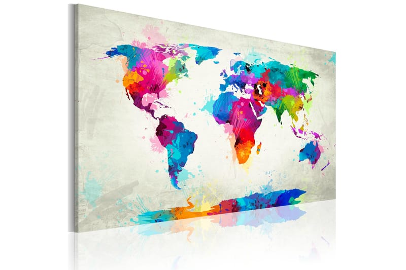 Tavla Map of the world an explosion of colors 120x80 - Artgeist sp. z o. o. - Canvastavlor