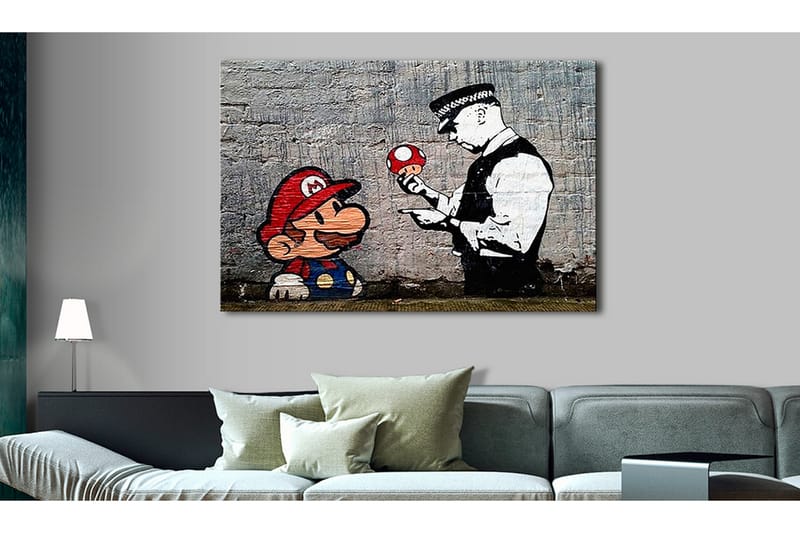 Tavla Mario and Cop by Banksy 120x80 - Artgeist sp. z o. o. - Canvastavlor