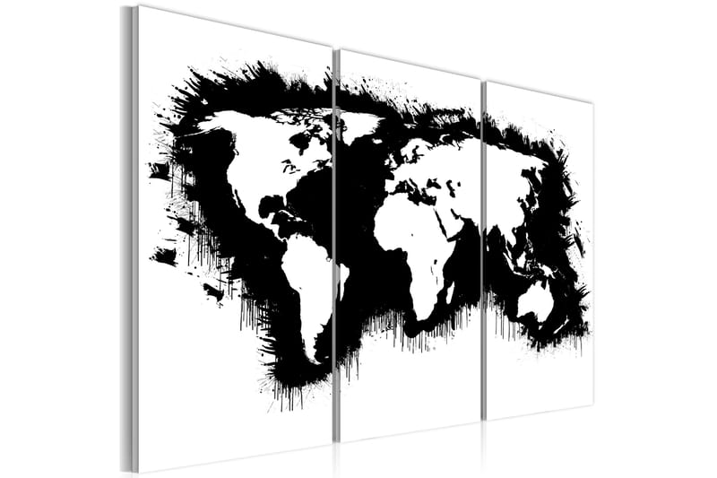 Tavla Monochromatic världskarta triptyken 90x60 - Artgeist sp. z o. o. - Canvastavlor