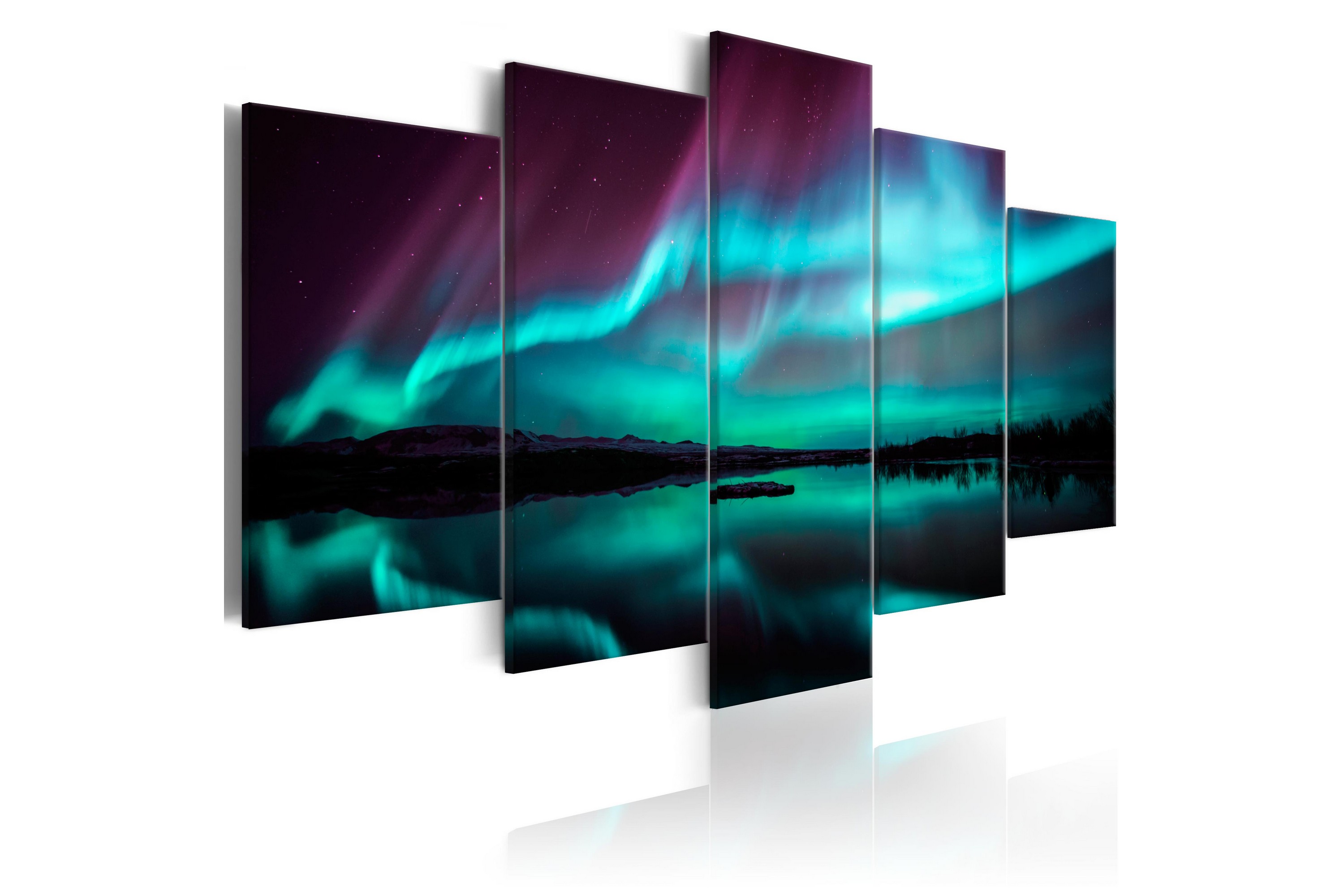 REA/Black Friday Tavla Night Light Ii 100x50 - Artgeist sp. z o. Canvastavlor Flerfärgad,Grön