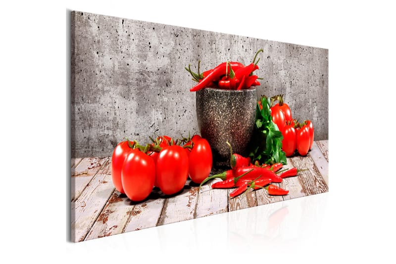 Tavla Red Vegetables (1 Part) Concrete Narrow 120x40 - Artgeist sp. z o. o. - Canvastavlor