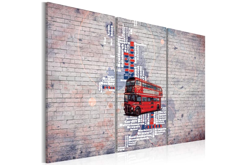 Tavla Runt Storbritannien av Routemaster Triptych 90x60 - Artgeist sp. z o. o. - Inredning - Tavlor & konst - Canvastavlor