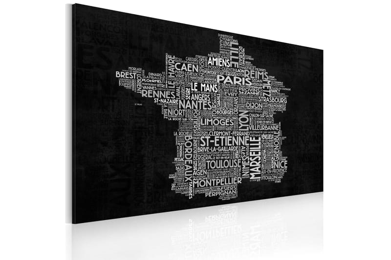 Tavla Text map of France on the blackboard 120x80 - Artgeist sp. z o. o. - Canvastavlor