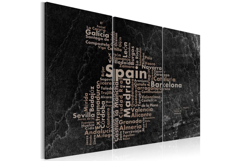 Tavla Text Map Of Spain On The Blackboard Triptych 120x80 - Artgeist sp. z o. o. - Canvastavlor