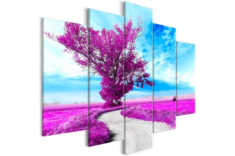 Tavla Tree Near The Road 5 Parts Violet 200x100 - Artgeist sp. z o. o. - Inredning - Tavlor & konst - Canvastavlor