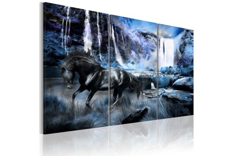 Tavla Waterfall In Colour Of Sapphire 120x80 - Artgeist sp. z o. o. - Canvastavlor