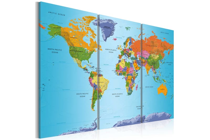 Tavla World Map Colourful Note 120x80 - Artgeist sp. z o. o. - Canvastavlor