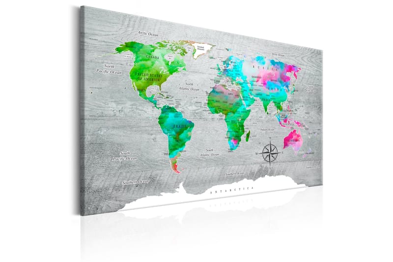 Tavla World Map: Green Paradise 60x40 - Artgeist sp. z o. o. - Canvastavlor