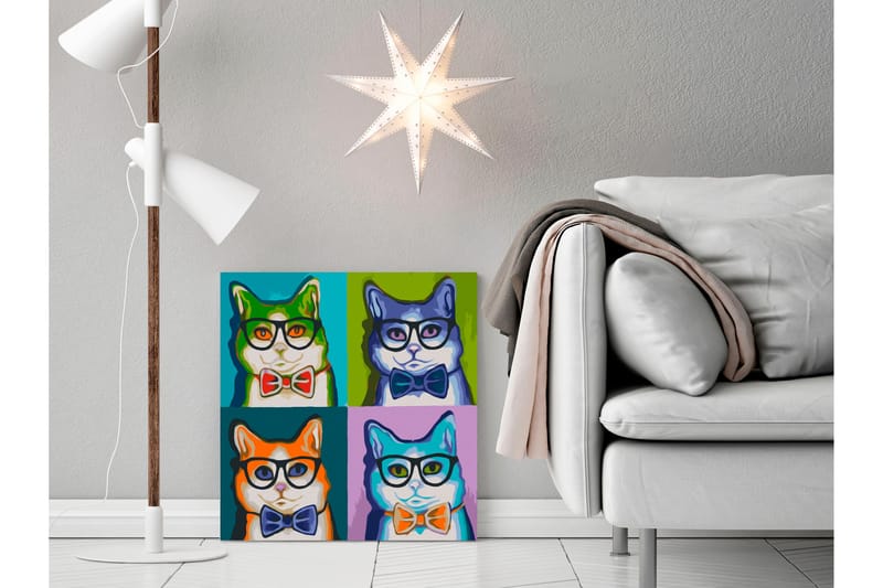 Gör-det-själv Målningar Cats With Glasses 40x40 cm - Artgeist sp. z o. o. - Gör det själv tavla