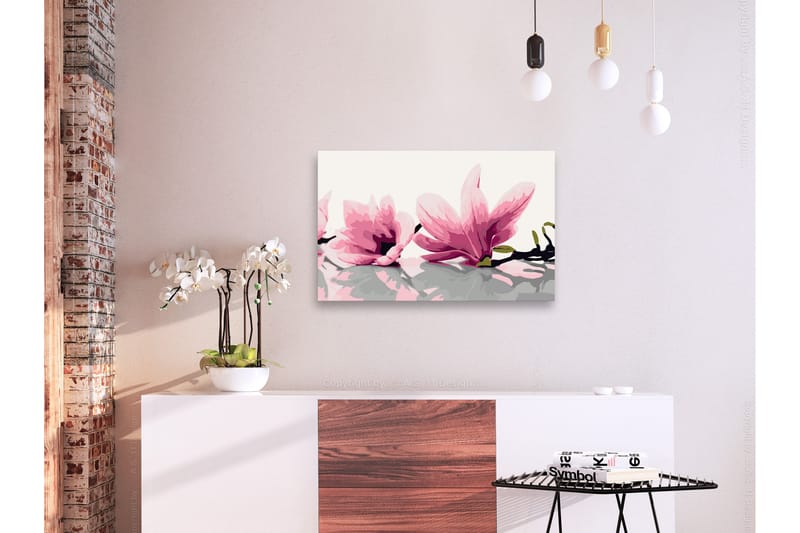 Gör-det-själv Målningar Magnolia White Background 60x40 cm - Artgeist sp. z o. o. - Gör det själv tavla