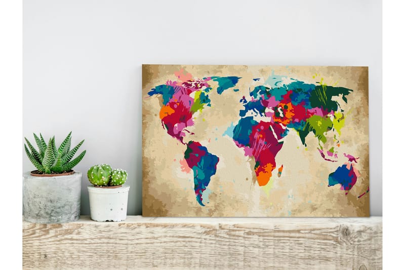 Gör-det-själv Målningar World Map Colourful 60x40 cm - Artgeist sp. z o. o. - Inredning - Tavlor & konst - Måla själv - Gör det själv tavla